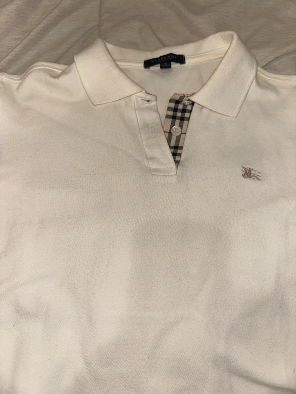 Burberry White Polo Midi Dress with Check Placket - Picture 3 of 4